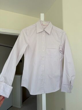 J.Crew Button-Down Shirt Long Sleeve Blouse Vertical Stripes Size 6 100% Cotton